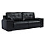 Kensington Faux Leather 3 Seater Sofa In Black
