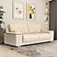 Kensington Faux Leather 3 Seater Sofa In Ivory
