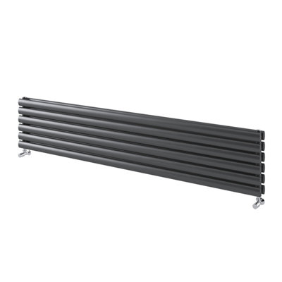 Kensington Grey Double Horizontal Radiator - 350x1500mm