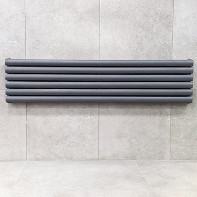 Kensington Grey Double Horizontal Radiator - 350x1500mm - 3