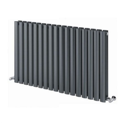 Kensington Grey Double Horizontal Radiator - 600x1000mm