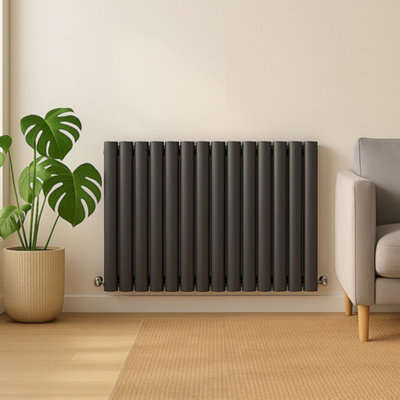 Kensington Grey Double Horizontal Radiator - 600x820mm