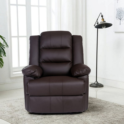 Kensington Leather Latch Recliner Armchair - Brown