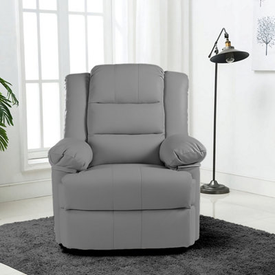 Kensington Leather Latch Recliner Armchair -Grey