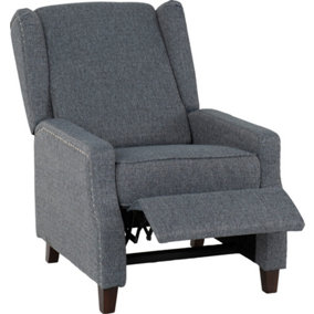 Kensington Recliner Chair in Blue Fabric with Studded Detail