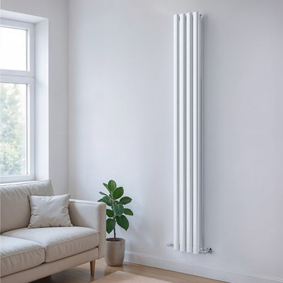 Kensington White Double Vertical Radiator - 1800x235mm