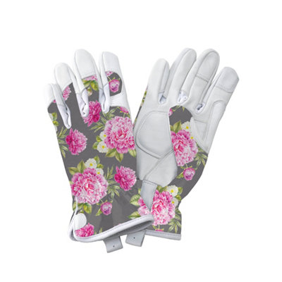 Kent & Stowe Leather Peony Grey Gloves Medium