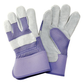 Kent & Stowe Rigger Gloves Heavy Duty Gardening Utility Suede Purple Medium
