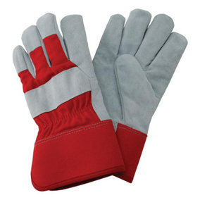Kent & Stowe Rigger Gloves Heavy Duty Strong Gardening Utility Suede Red Large