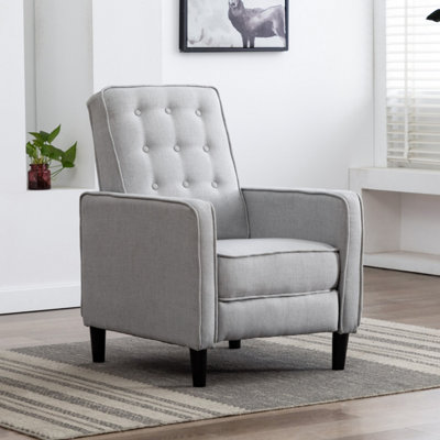 Kenton Modern Fabric Pushback Recliner Armchair Sofa Accent Chair Reclining (Grey)