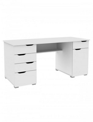 Kentucky Desk with 1 Door / 5 Drawers White