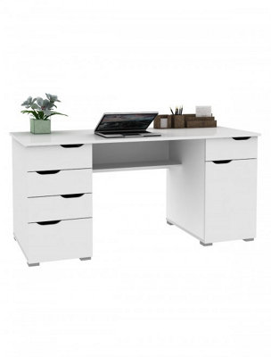 Kentucky Desk with 1 Door / 5 Drawers White