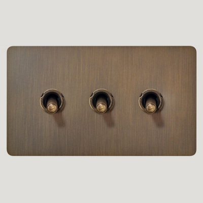 KEPLER 3G Two Way Knurled Toggle Switch - Antique Brass