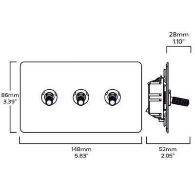 KEPLER 3G Two Way Knurled Toggle Switch - Brass