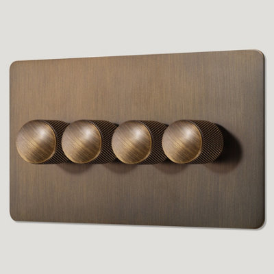 KEPLER 4G Knurled Dimmer Switch - Antique Brass