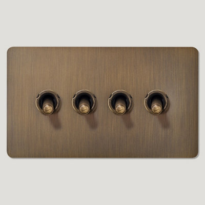KEPLER 4G Two Way Knurled Toggle Switch - Antique Brass