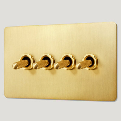 KEPLER 4G Two Way Knurled Toggle Switch - Brass