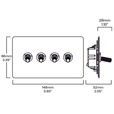 KEPLER 4G Two Way Knurled Toggle Switch - Brass