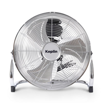 KEPLIN 12" Heavy Duty Chrome Floor Fan with 3 Speeds