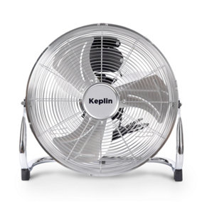 KEPLIN 12" Heavy Duty Chrome Floor Fan with 3 Speeds