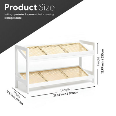 KEPLIN 2 Tier Bamboo and Rattan Shoe Rack Organiser, Compact Design for ...