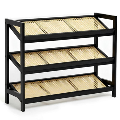 KEPLIN 3 Tier Bamboo and Rattan Shoe Rack Organiser, Compact Design for ...