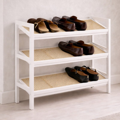 KEPLIN 3 Tier Bamboo and Rattan Shoe Rack Organiser, Compact Design for ...