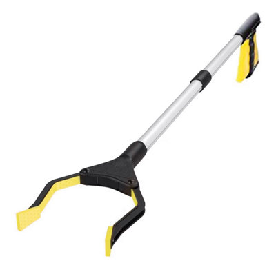 KEPLIN 32" Yellow Foldable Litter Picker - Multi-Functional & Versatile Long Reach Grabber Tool with Secure Rotating Gripper