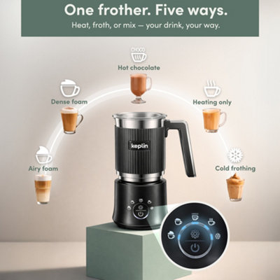 KEPLIN 5-in-1 Detachable Electric Milk Frother, Stainless Steel Jug ...