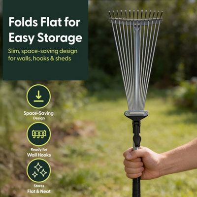 Keplin Garden Rake with Telescopic Handle, 80 to160cm Adjustable Rake ...