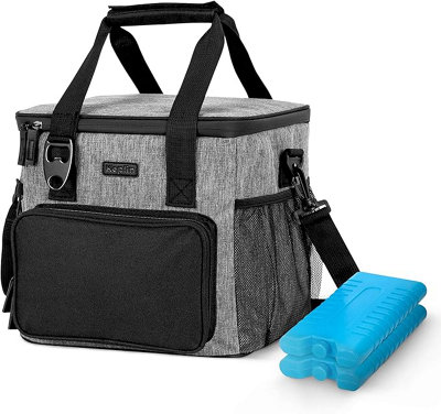 KEPLIN Insulated Cooler Bag Waterproof & Leak Resistant with Shoulder Strap, Side & Front Pockets Portable Lunch Box for Picnic