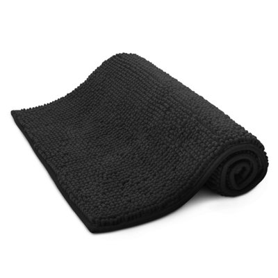 KEPLIN Non-Slip Microfibre Bath & Toilet Mat - 40cm x 60cm - Black