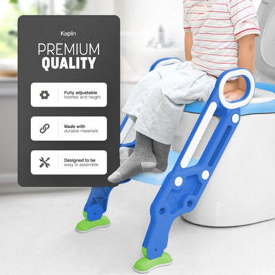 KEPLIN Potty Toilet Seat Adjustable Baby Toddler Kid Toilet Trainer with Step Stool Ladder for Boy and Girl (Blue)