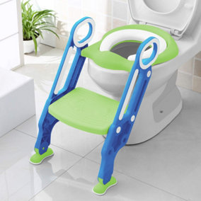 KEPLIN Potty Toilet Seat Adjustable Baby Toddler Kid Toilet Trainer with Step Stool Ladder for Boy and Girl (Green)