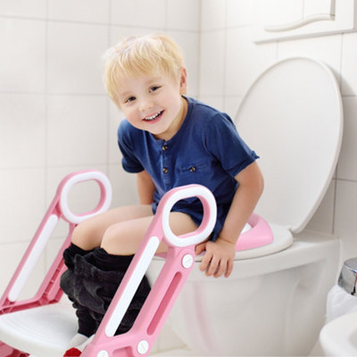 Vasino Per Bambini Con Scale E Sedile Imbottito - Trainer WC Blu