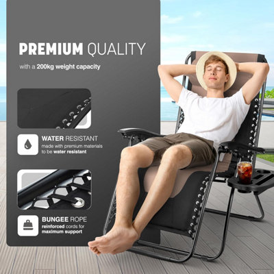 KEPLIN Set of 2 Brown Heavy Duty Textoline Zero Gravity Chairs for ...