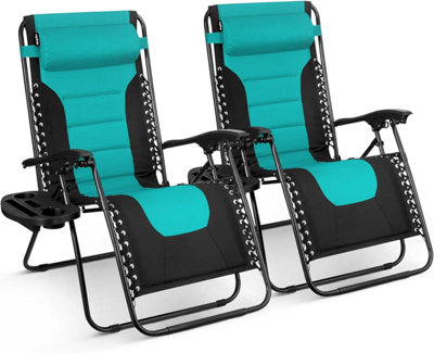 Teal Anti Gravity Beach Chair Zero Gravity Lounger Chair Set Of