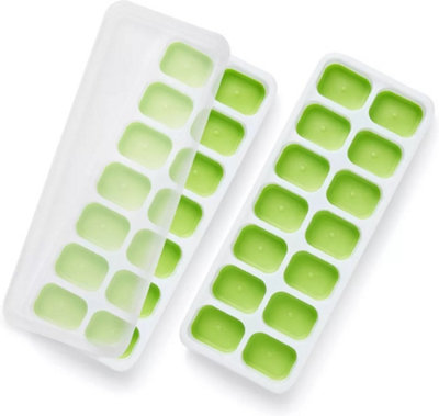 KEPLIN Silicone Ice Cube Trays with Non-Spill Lids, Easy to Remove Ice Cube