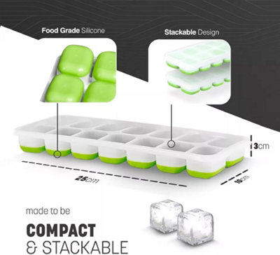 KEPLIN Silicone Ice Cube Trays with Non-Spill Lids, Easy to Remove Ice Cube