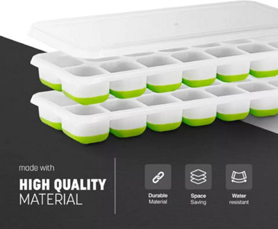 KEPLIN Silicone Ice Cube Trays with Non-Spill Lids, Easy to Remove Ice Cube