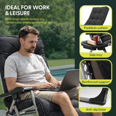 KEPLIN Square Tube Gravity Chair Cushion Extra Wide 72cm Recliner