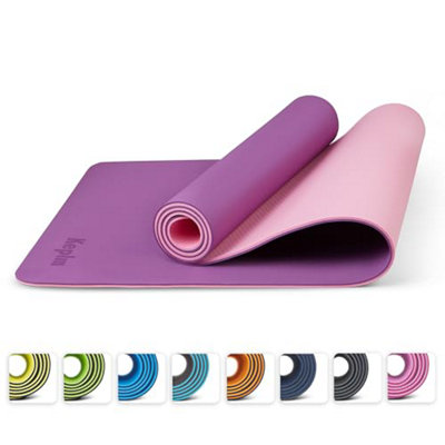 KEPLIN Yoga Exercise Mat with Carry Strap Large Non Slip Comfortable Training Workout Floor Mat for Home or Outdoor Gym