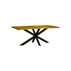 Kerela Artificial Edge Spider Leg Dining Table - Mango Wood/Iron - L80 x W140 x H76 cm - Mango PP Saw Finish