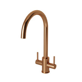 Kersin Adria Brushed Copper Twin Lever Kitchen Mixer Tap