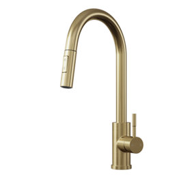Kersin Cato Brushed Brass Kitchen sink Mixer Tap with Pull-Out Hose and Spray Head