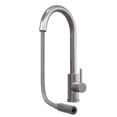 Kersin Cato Brushed Steel Kitchen sink Mixer Tap with Pull-Out Hose and Spray Head