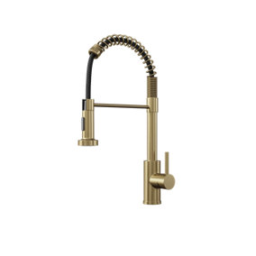 Kersin Contra Brushed Rass Kitchen Mixer Tap with Spring Style Flexi Pull-Out Hose and Spray Head