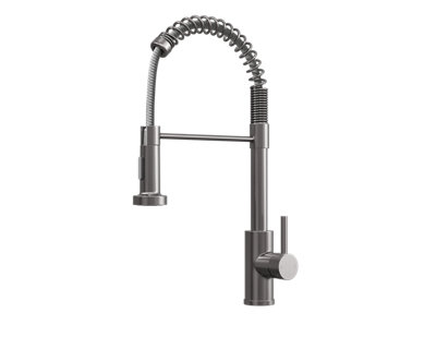 Kersin Contra Brushed Steel Kitchen Mixer Tap with Spring Style Flexi
