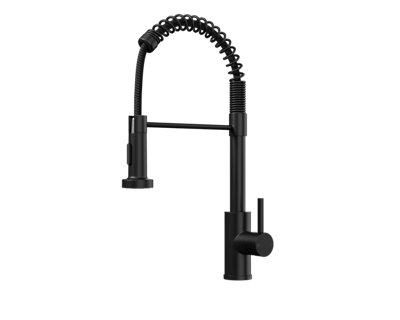 Kersin Contra Matt Black Kitchen Mixer Tap with Spring Style Flexi Pull-Out Hose and Spray Head
