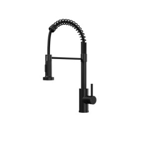 Kersin Contra Matt Black Kitchen Mixer Tap with Spring Style Flexi Pull-Out Hose and Spray Head